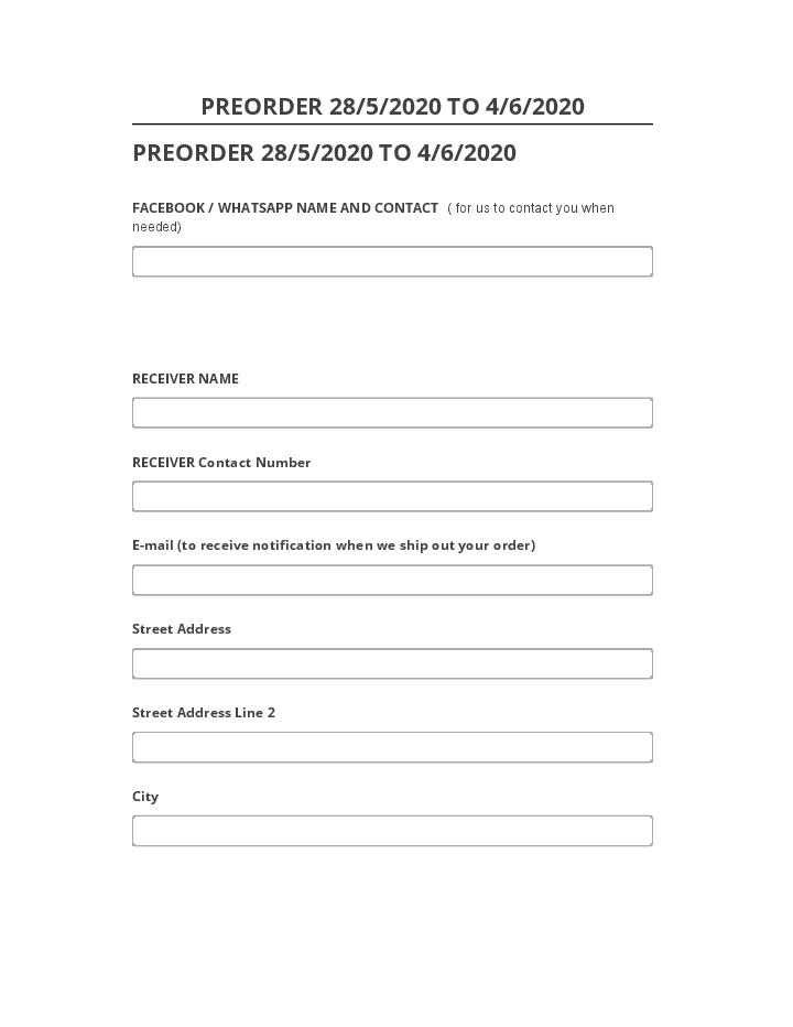Export PREORDER 28/5/2020 TO 4/6/2020 to Netsuite