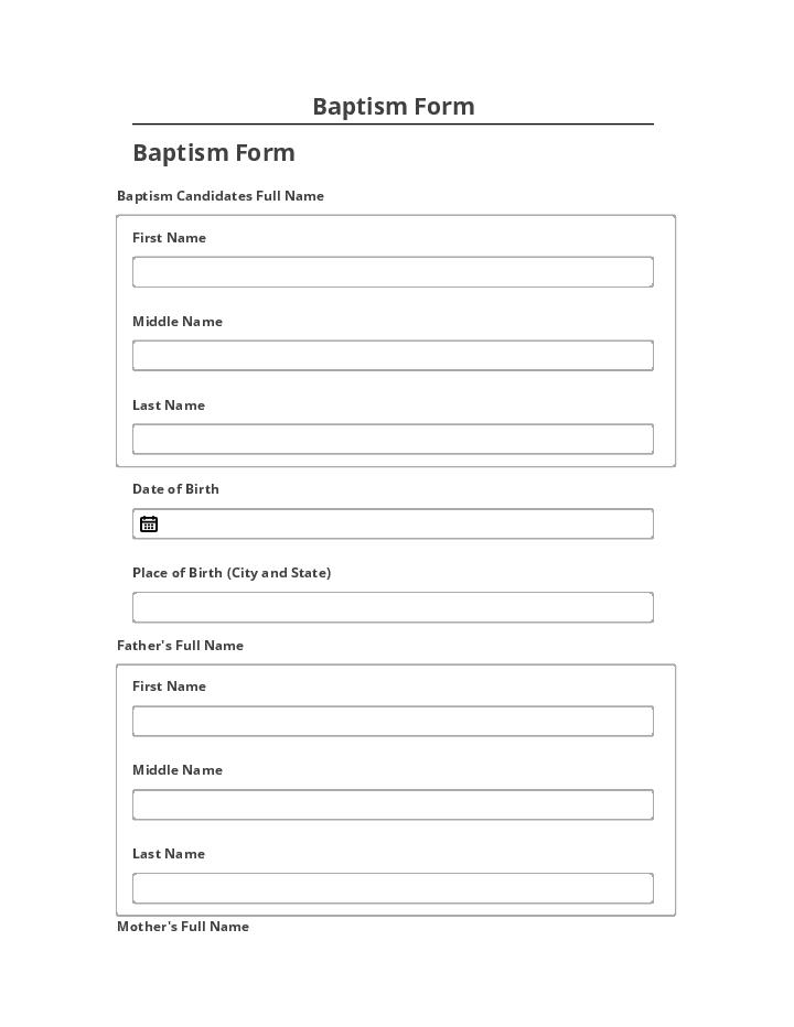 Arrange Baptism Form