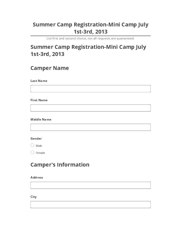 Integrate Summer Camp Registration-Mini Camp July 1st-3rd, 2013 with Netsuite