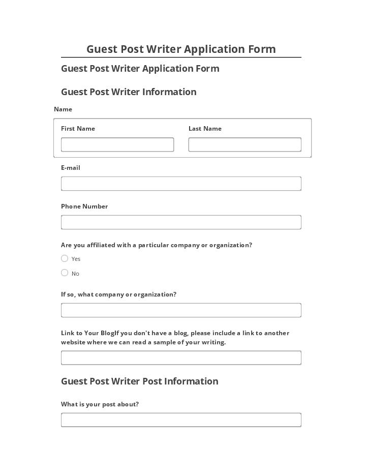 Extract Guest Post Writer Application Form from Netsuite