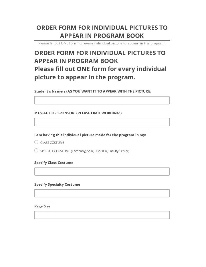 Archive ORDER FORM FOR INDIVIDUAL PICTURES TO APPEAR IN PROGRAM BOOK to Microsoft Dynamics