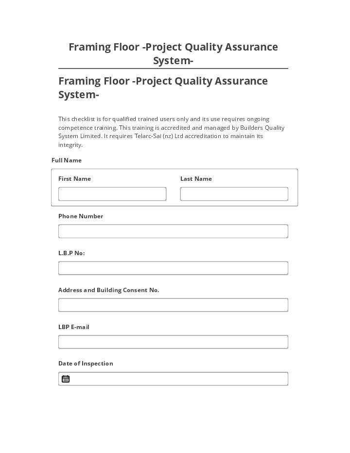 Manage Framing Floor -Project Quality Assurance System- in Netsuite