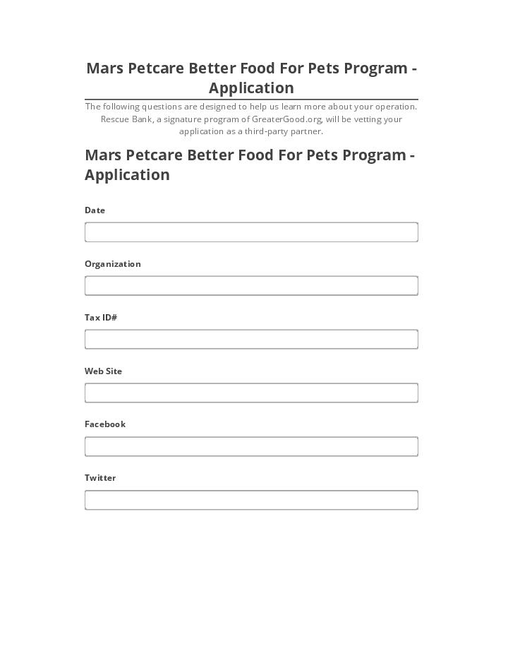 Extract Mars Petcare Better Food For Pets Program - Application