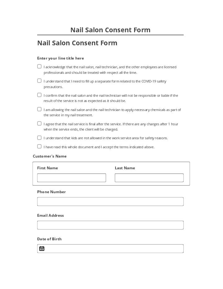 Manage Nail Salon Consent Form in Netsuite