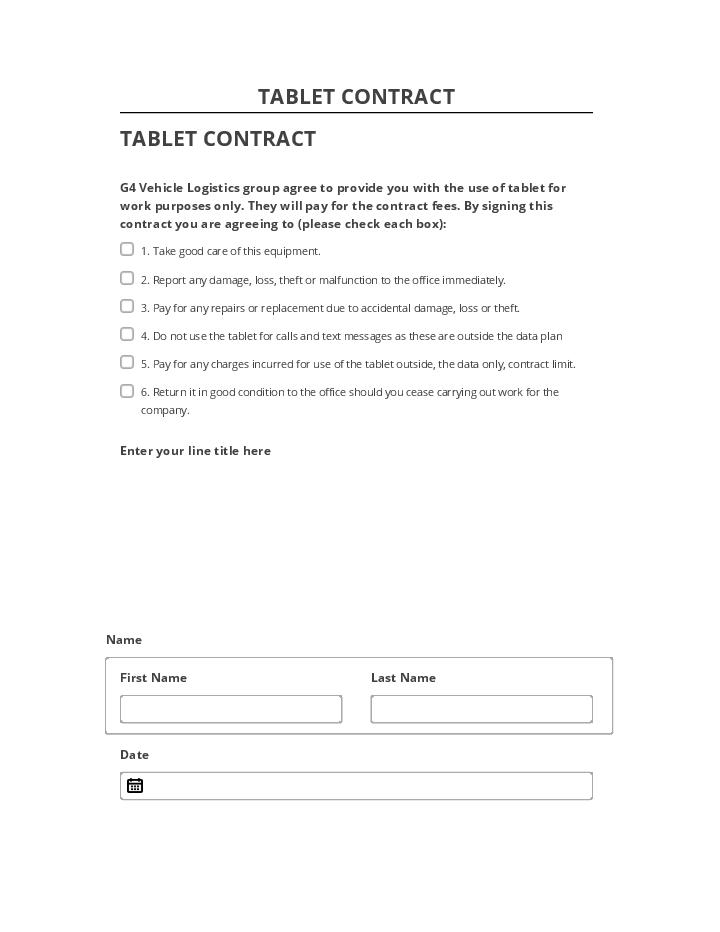 Arrange TABLET CONTRACT in Salesforce
