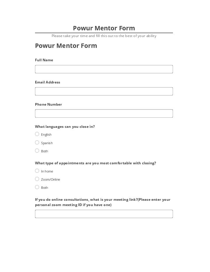 Extract Powur Mentor Form