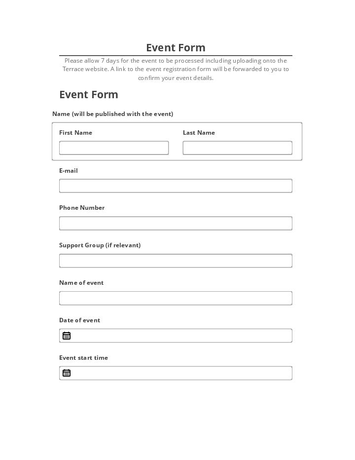 Incorporate Event Form