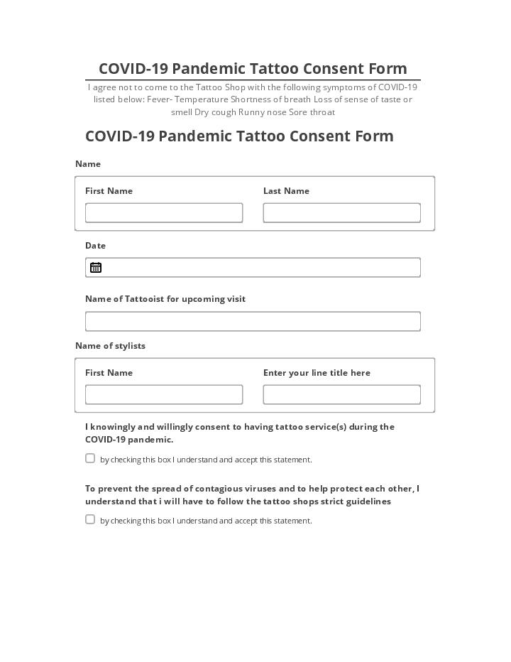 Pre-fill COVID-19 Pandemic Tattoo Consent Form from Microsoft Dynamics