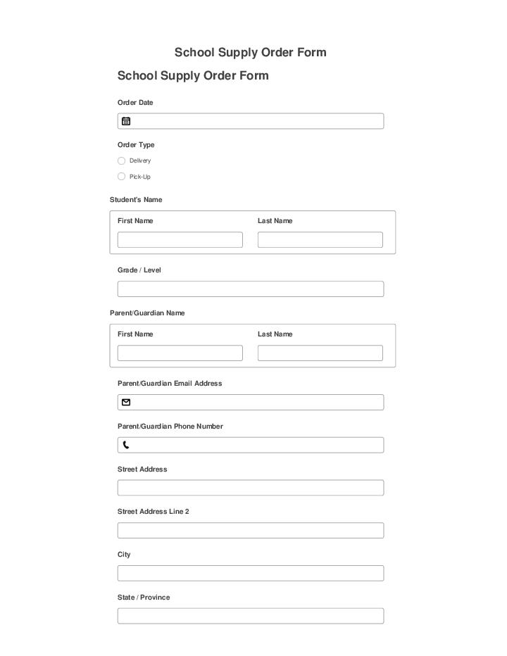 Export School Supply Order Form to Salesforce