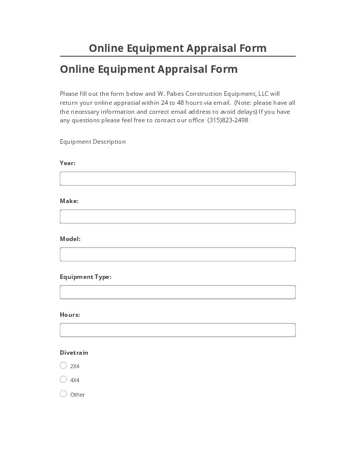 Update Online Equipment Appraisal Form