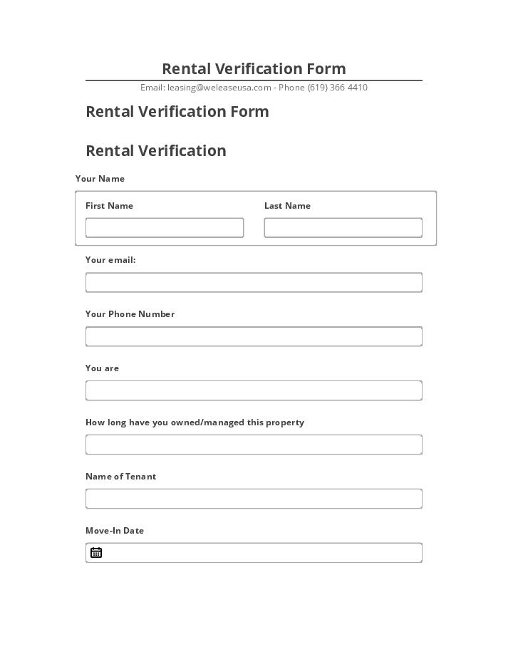 Export Rental Verification Form