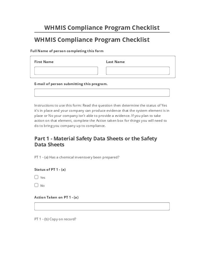 Arrange WHMIS Compliance Program Checklist in Microsoft Dynamics