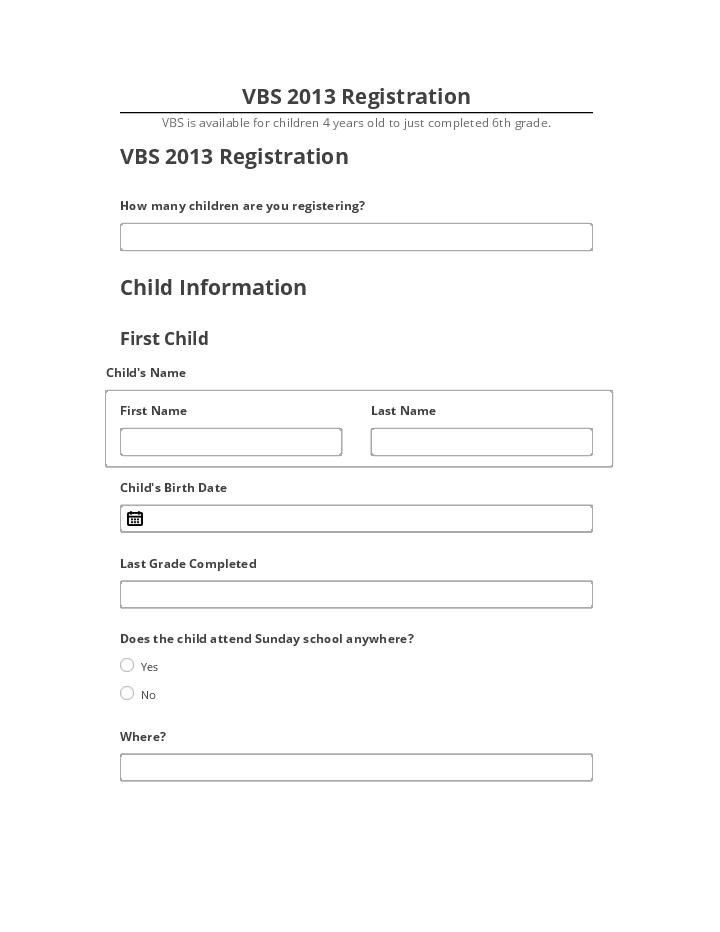 Arrange VBS 2013 Registration in Salesforce