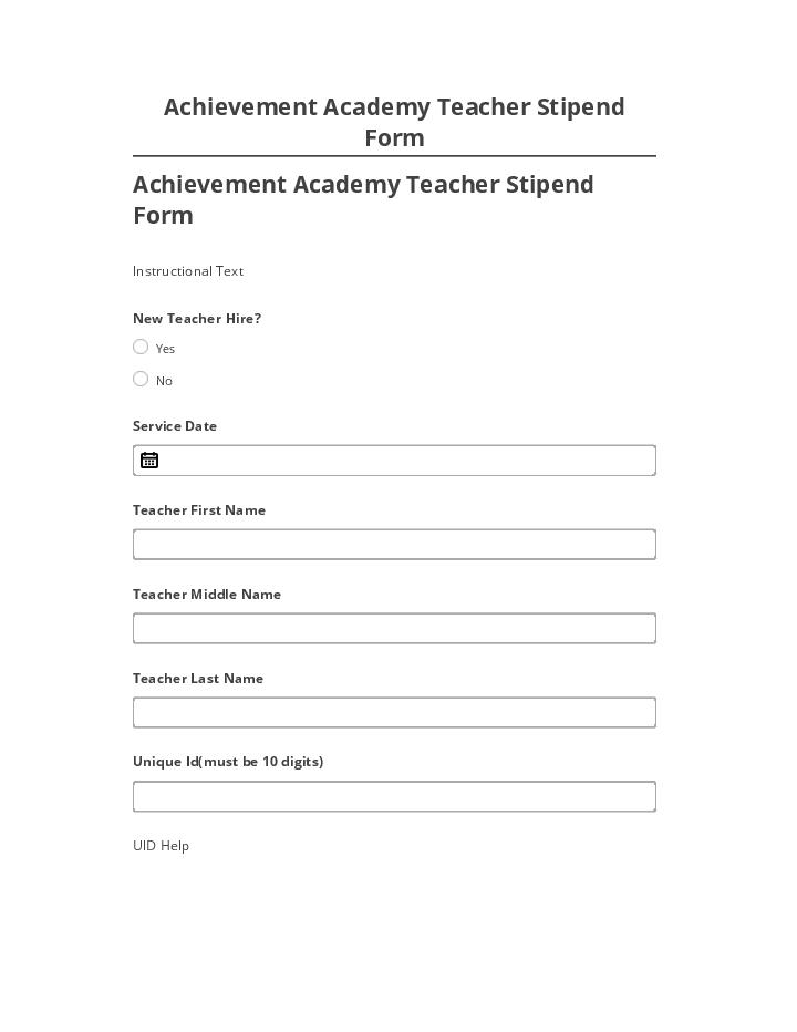 Synchronize Achievement Academy Teacher Stipend Form with Netsuite