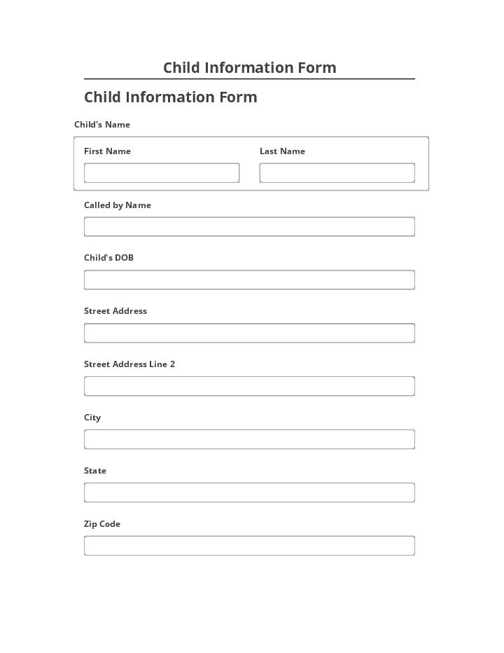 Archive Child Information Form to Salesforce