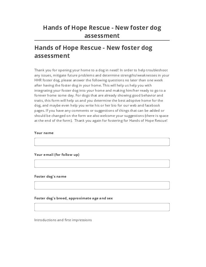 Export Hands of Hope Rescue - New foster dog assessment to Salesforce
