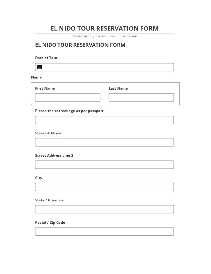 Integrate EL NIDO TOUR RESERVATION FORM with Salesforce