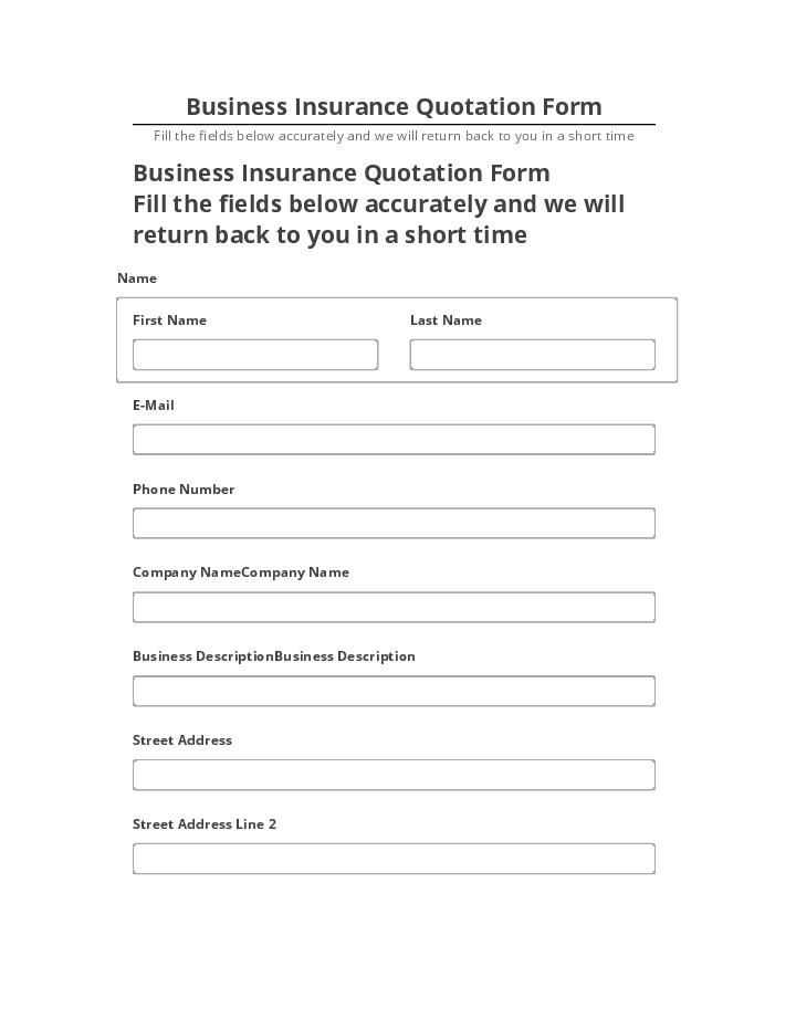 Extract Business Insurance Quotation Form