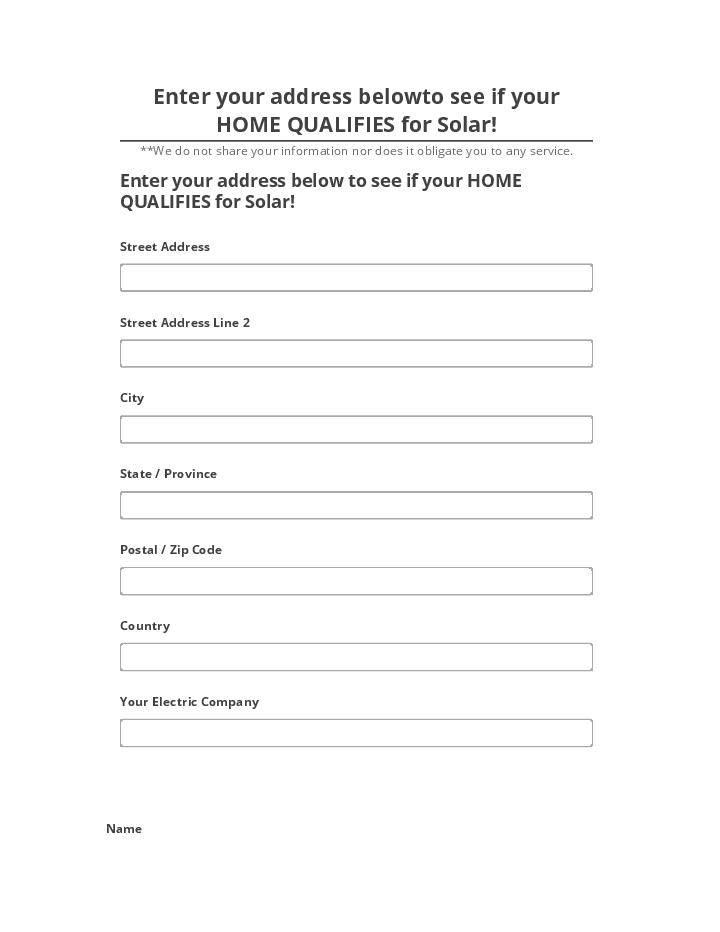 Extract Enter your address belowto see if your HOME QUALIFIES for Solar! from Salesforce
