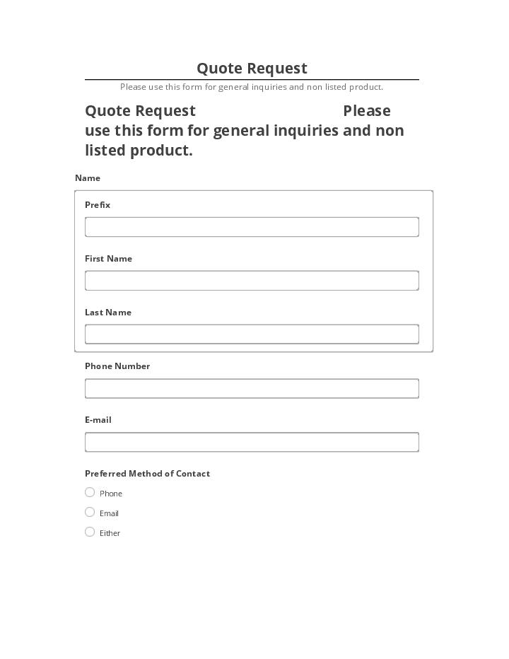 Export Quote Request to Salesforce