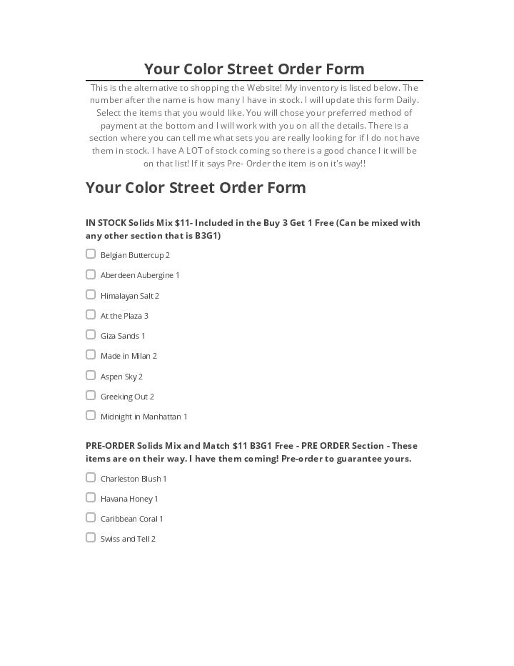 Pre-fill Your Color Street Order Form