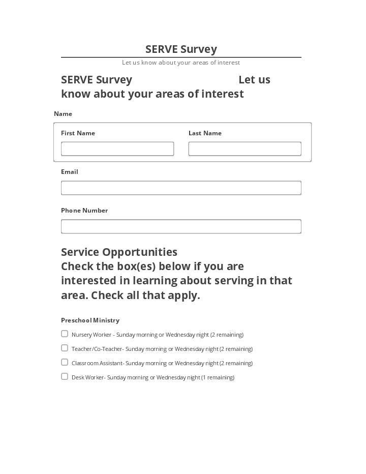 Pre-fill SERVE Survey from Salesforce