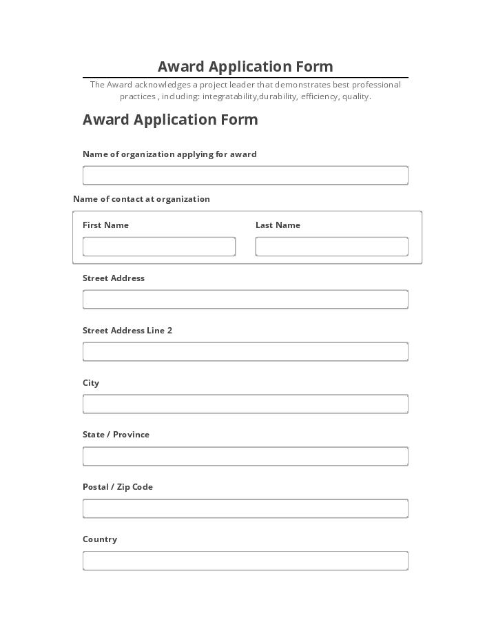 Archive Award Application Form to Microsoft Dynamics