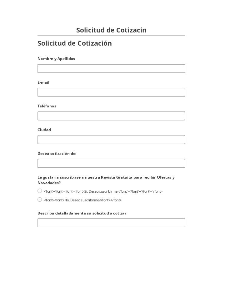 Extract Solicitud de Cotizacin from Salesforce