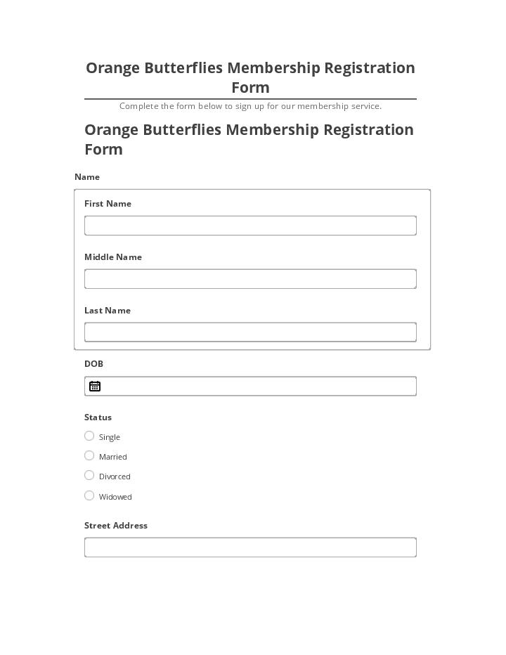 Extract Orange Butterflies Membership Registration Form