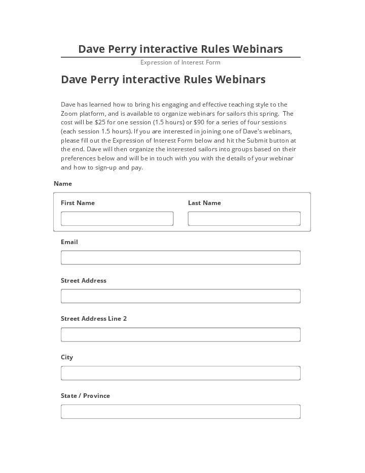Pre-fill Dave Perry interactive Rules Webinars from Salesforce