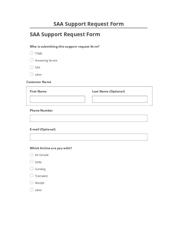 Incorporate SAA Support Request Form