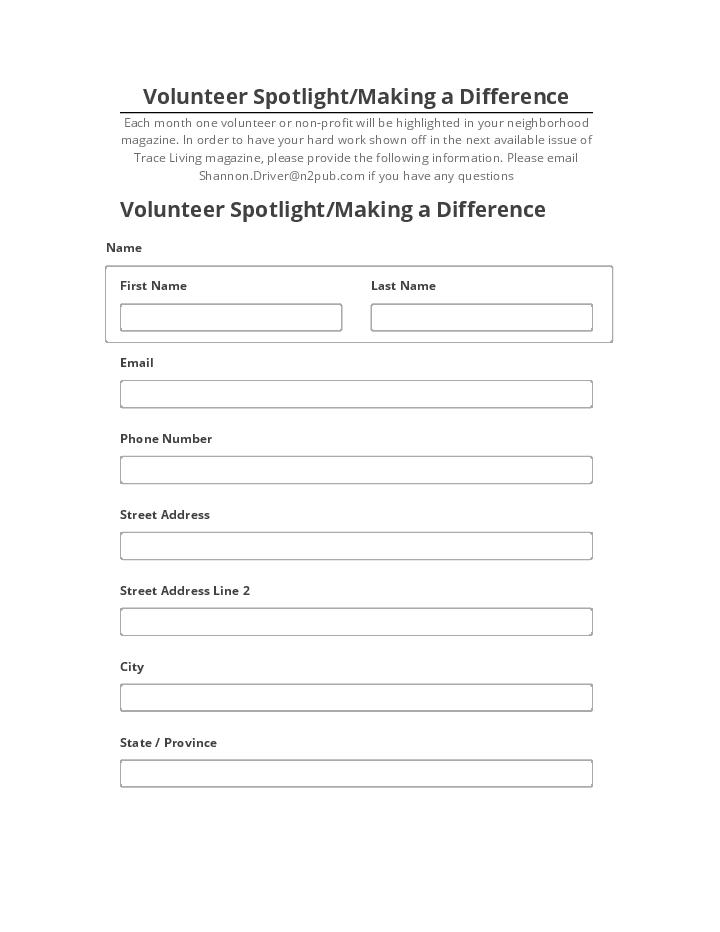 Incorporate Volunteer Spotlight/Making a Difference in Salesforce