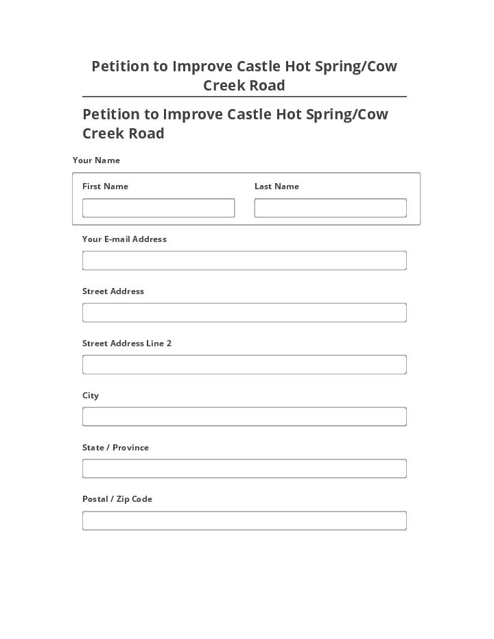 Manage Petition to Improve Castle Hot Spring/Cow Creek Road in Salesforce