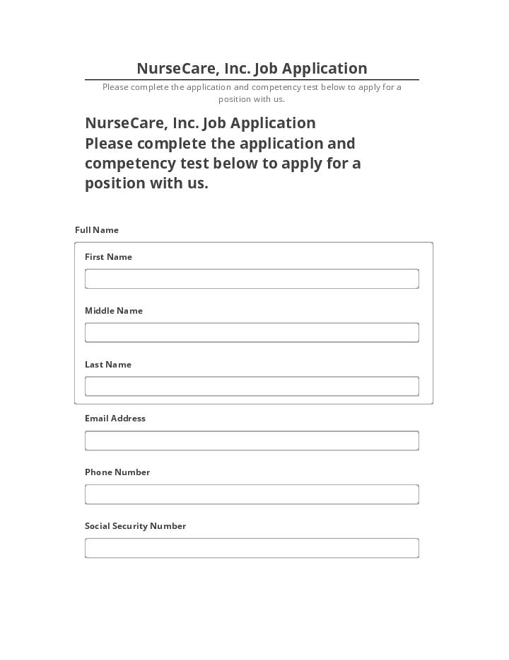 Update NurseCare, Inc. Job Application