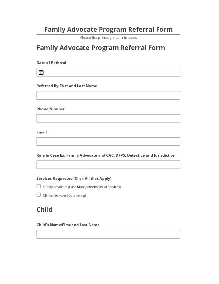 Extract Family Advocate Program Referral Form