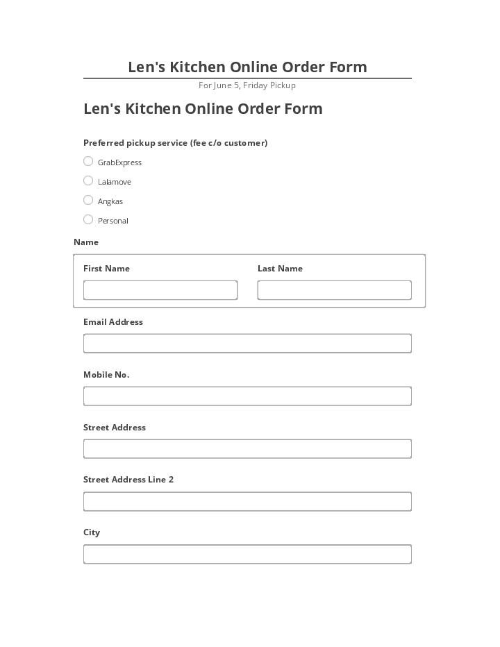 Automate Len's Kitchen Online Order Form in Salesforce