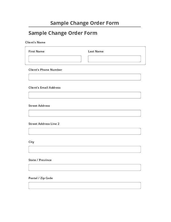 Arrange Sample Change Order Form in Netsuite