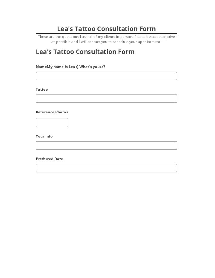 Update Lea's Tattoo Consultation Form from Salesforce