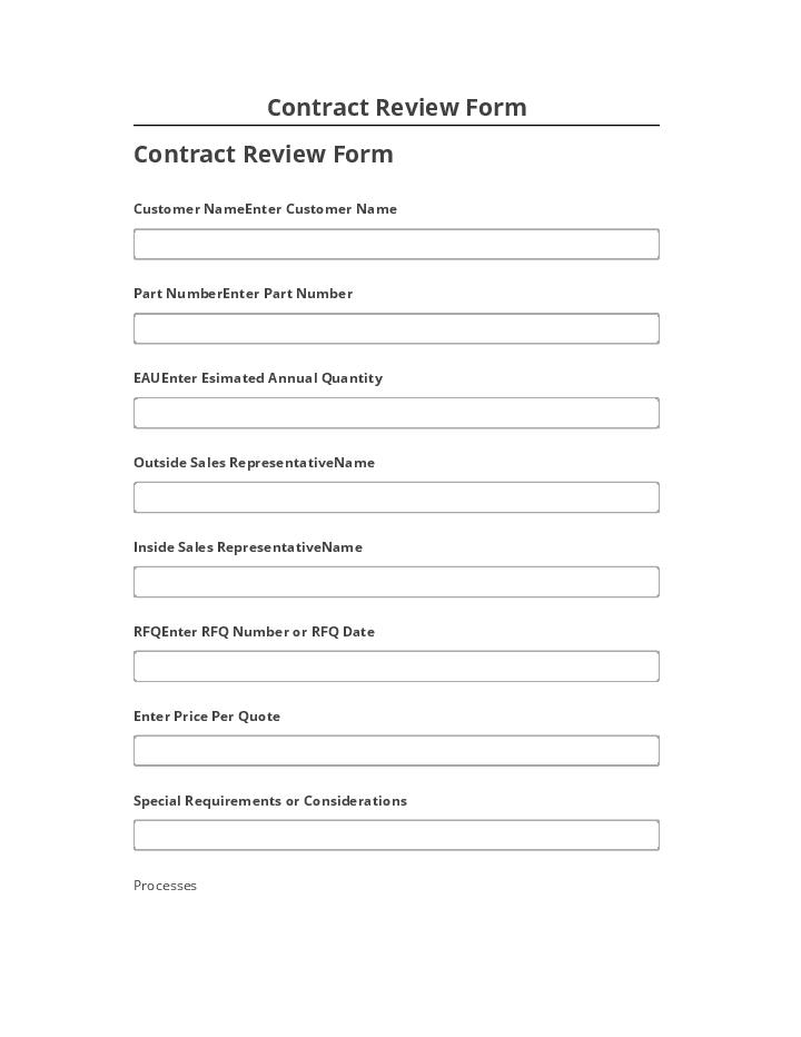 Manage Contract Review Form in Salesforce