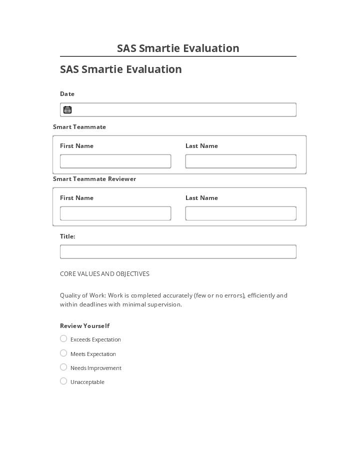 Export SAS Smartie Evaluation to Salesforce