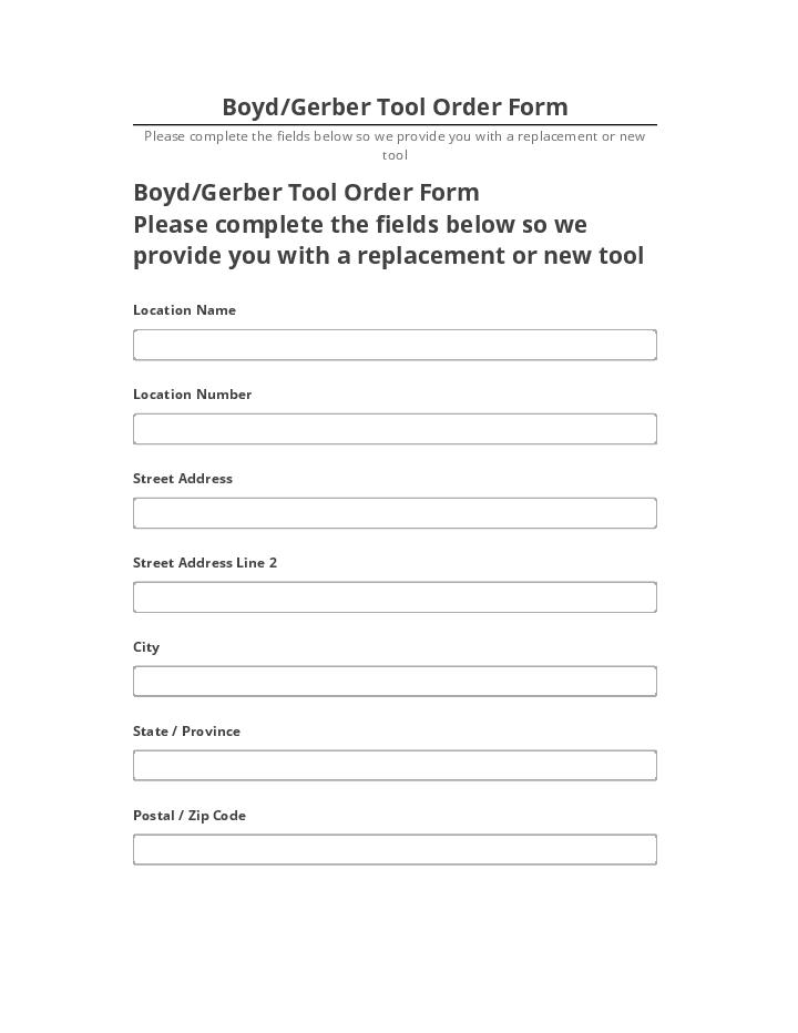 Integrate Boyd/Gerber Tool Order Form with Netsuite