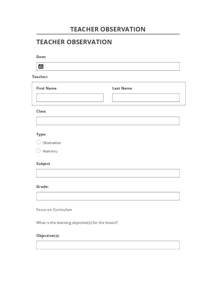 Automate TEACHER OBSERVATION in Salesforce