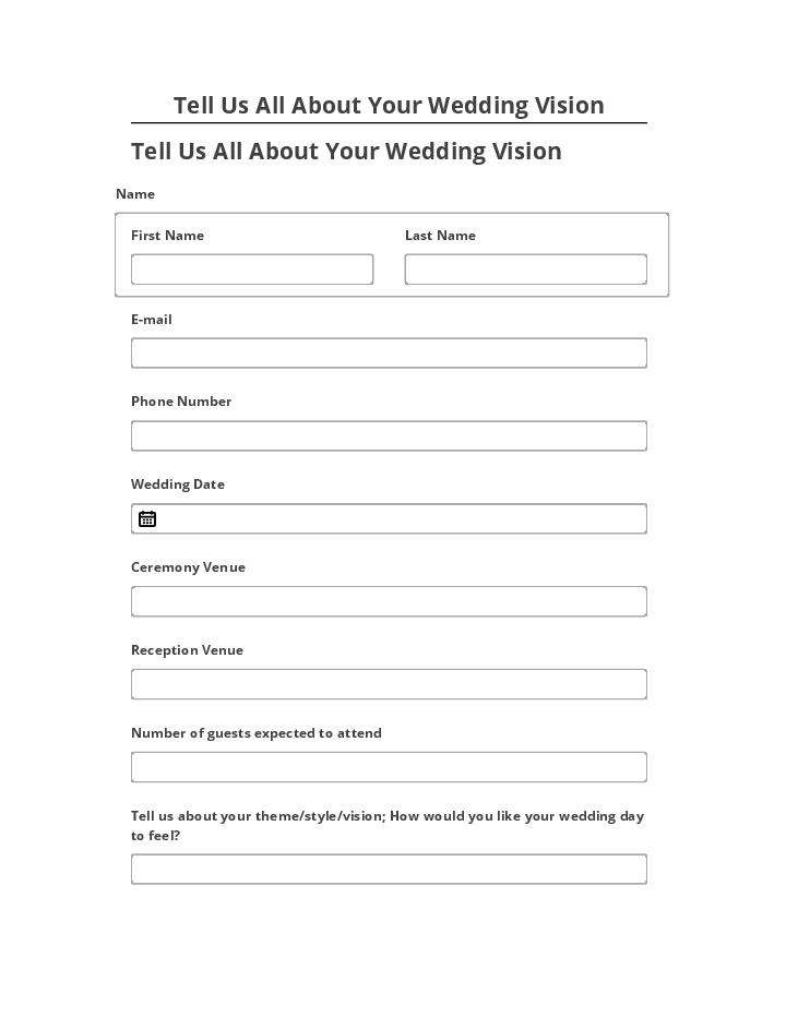 Incorporate Tell Us All About Your Wedding Vision