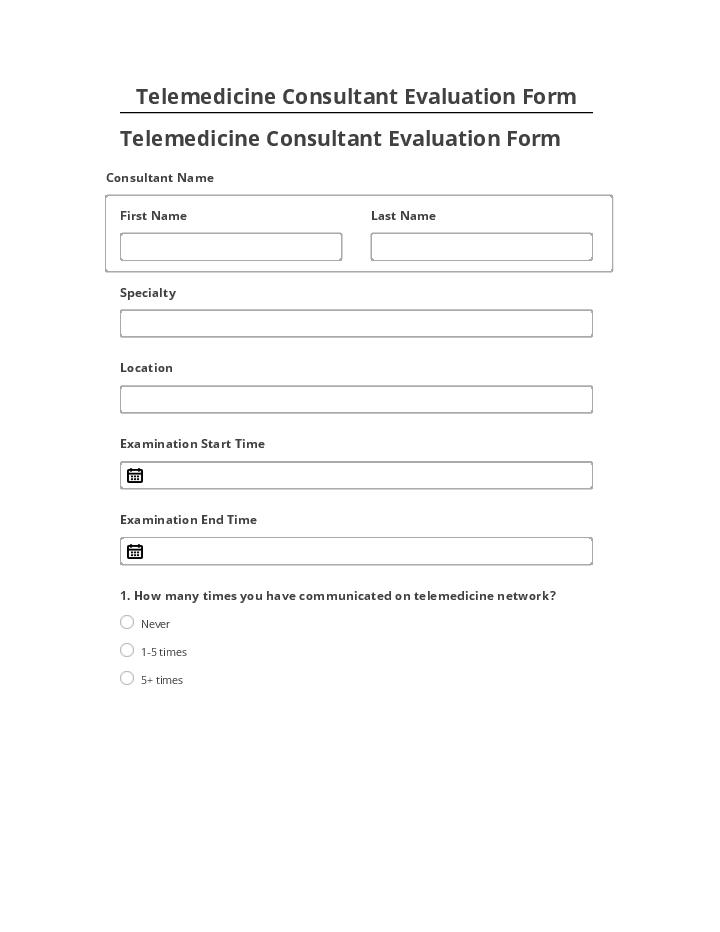 Synchronize Telemedicine Consultant Evaluation Form