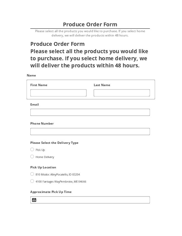 Extract Produce Order Form