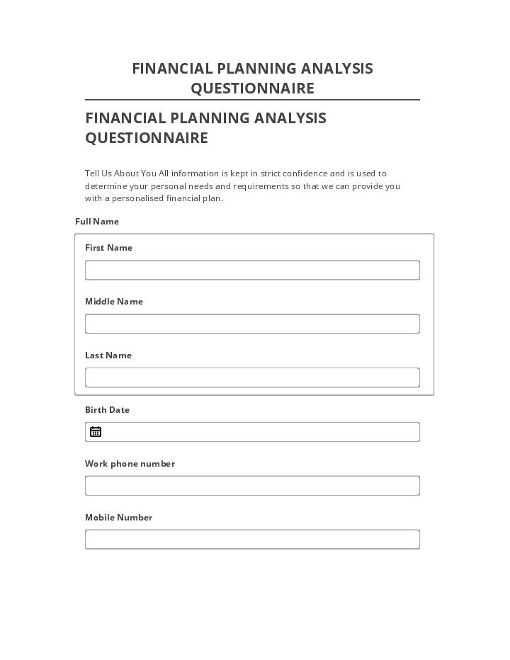 Integrate FINANCIAL PLANNING ANALYSIS QUESTIONNAIRE