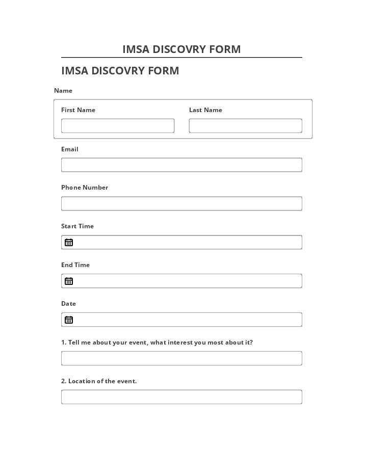 Update IMSA DISCOVRY FORM from Salesforce