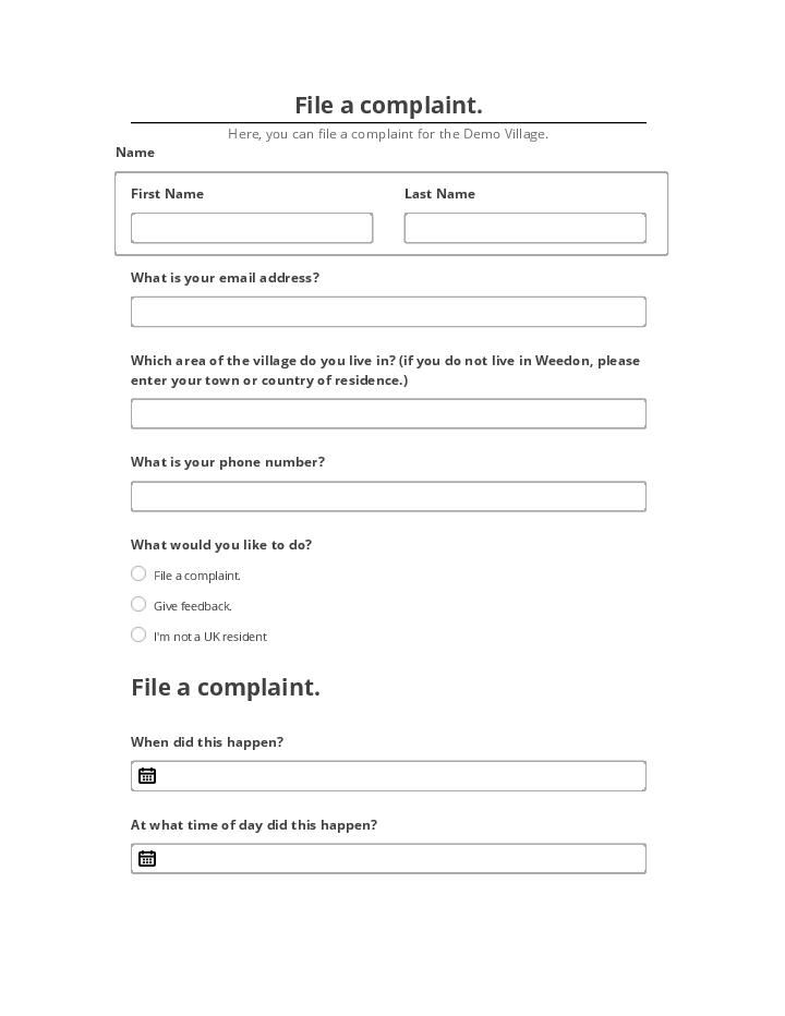 Manage File a complaint. in Netsuite