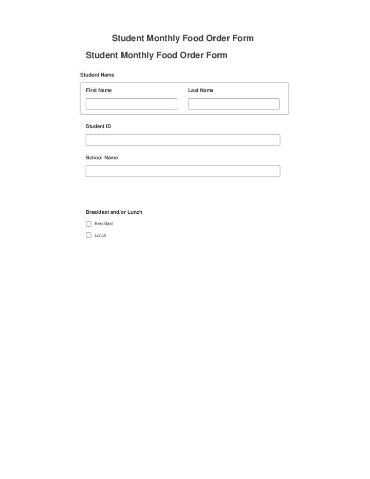 Pre-fill Student Monthly Food Order Form from Salesforce