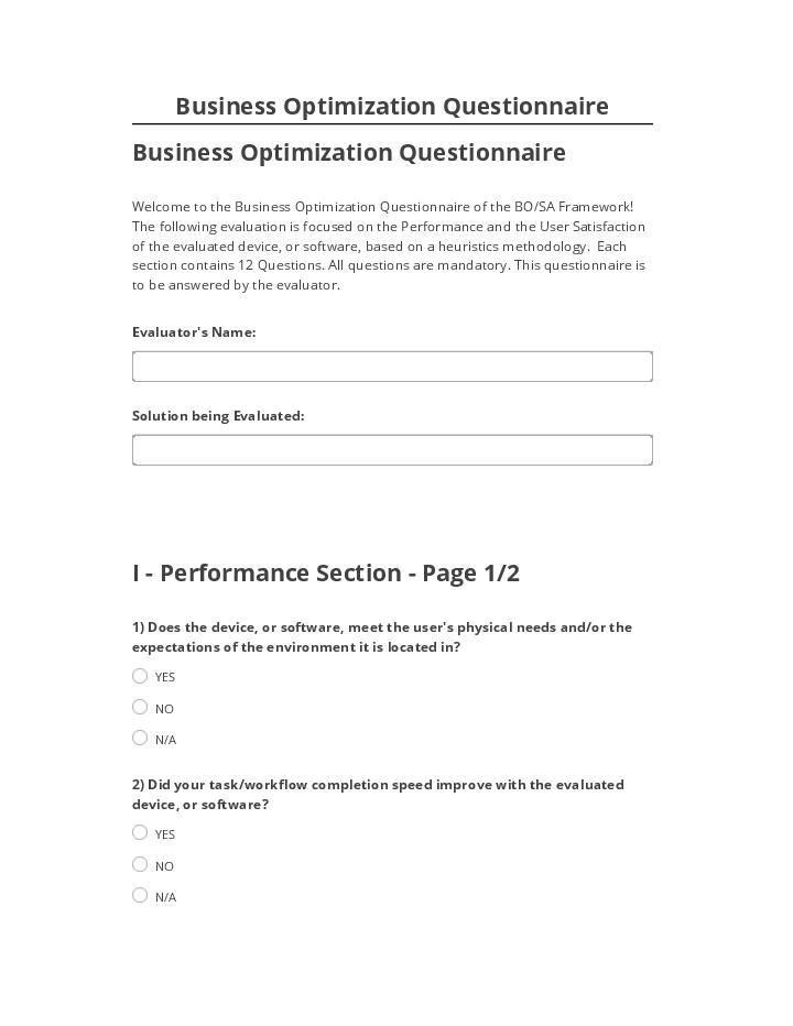Incorporate Business Optimization Questionnaire